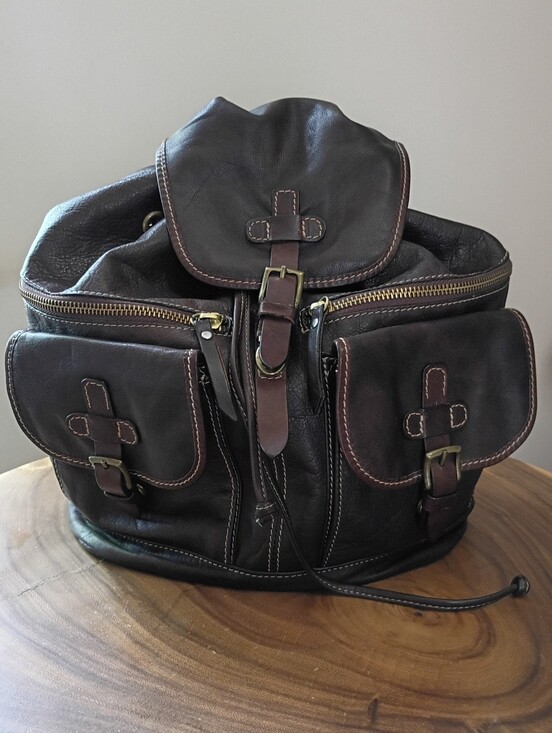 Sundance Handbags - Sundance Living Catalog Italian Leather Tinley Backpack Zipper Buckle Brown